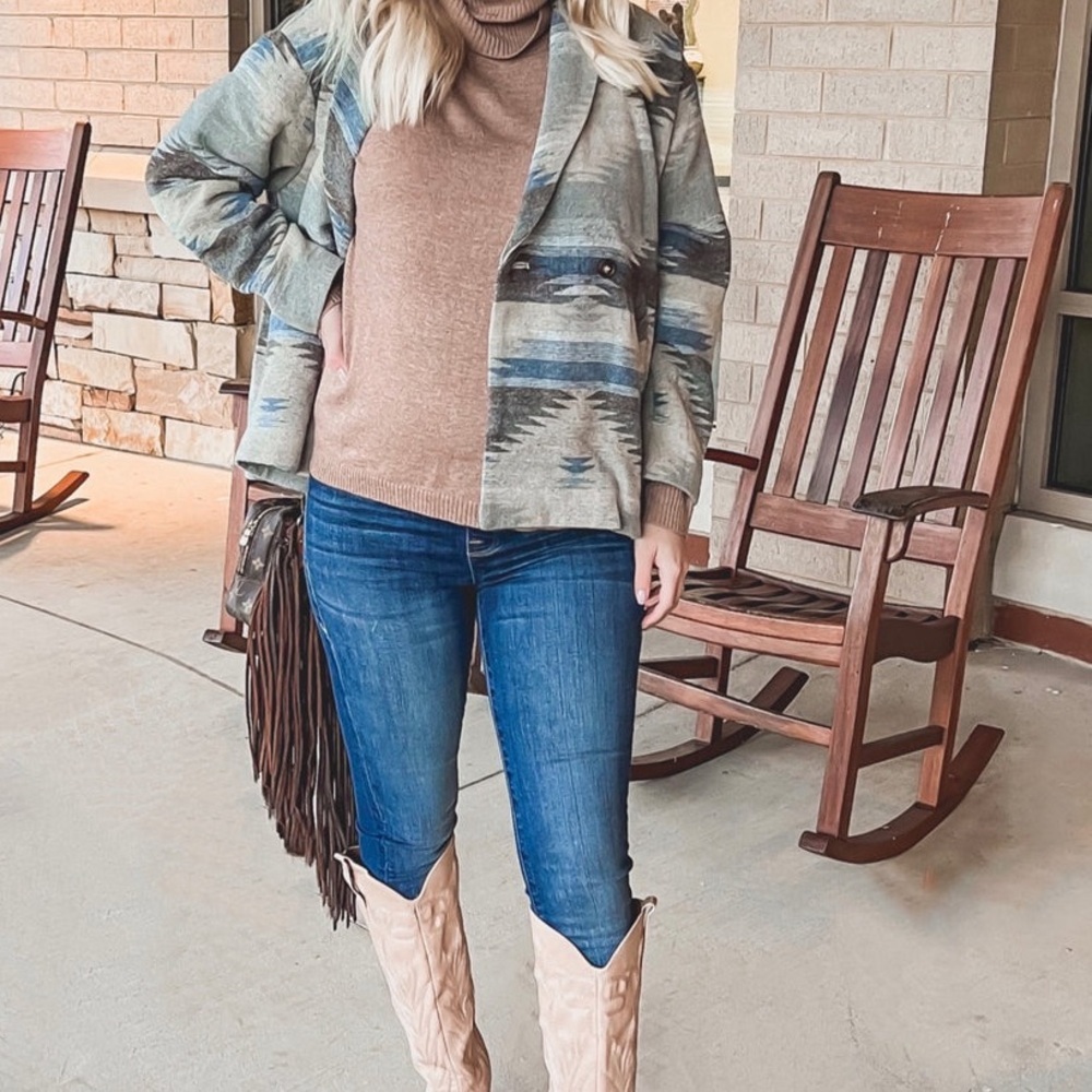 Aura • Aztec Print Double Breasted Jacket